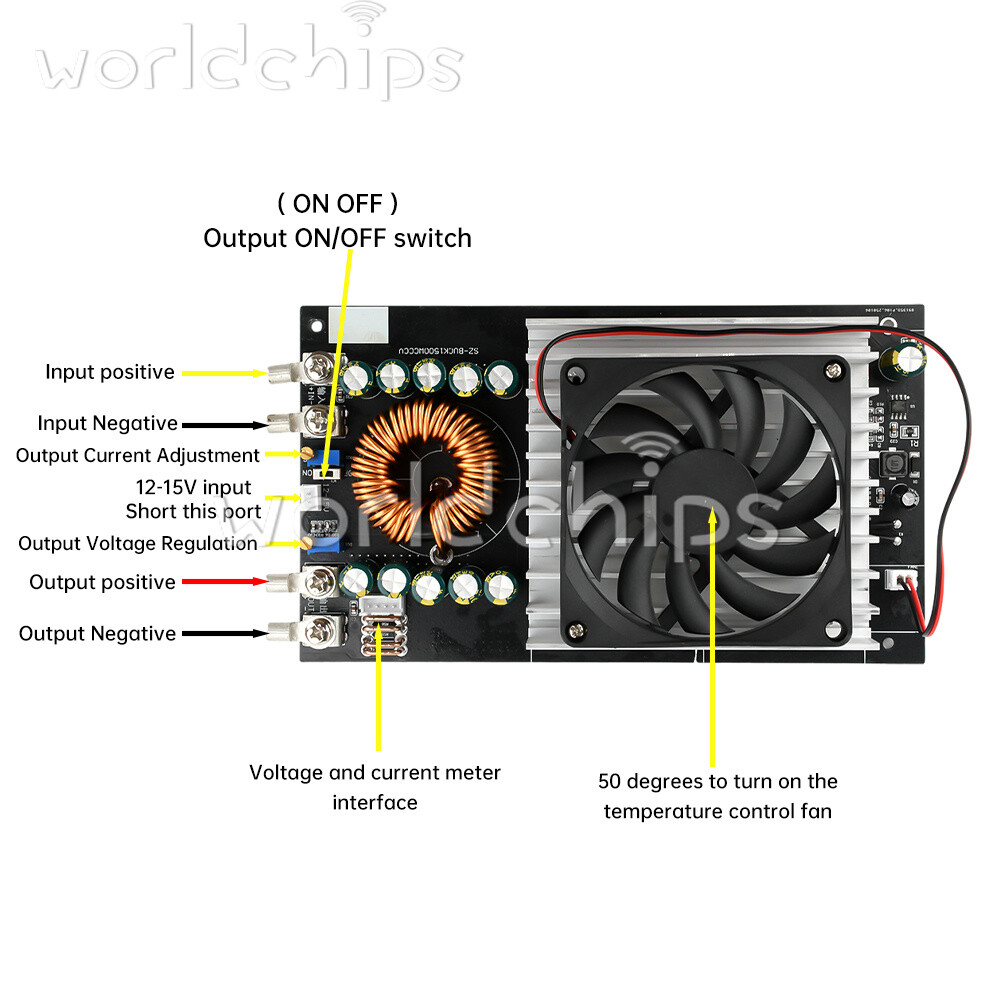 1500W DC-DC Step-down Module Adjustable Power Supply Module 15V-90V to 2.5V-72V