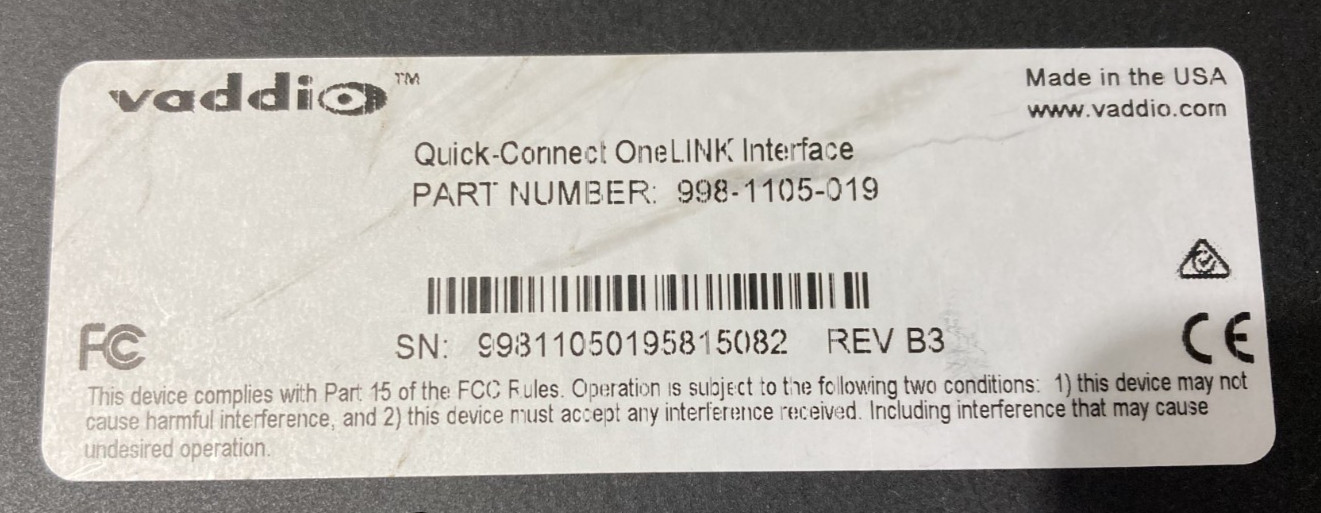 Lot of 2 Vaddio 998-1105-019 Quick-Connect OneLINK Interfaces (Units Only)