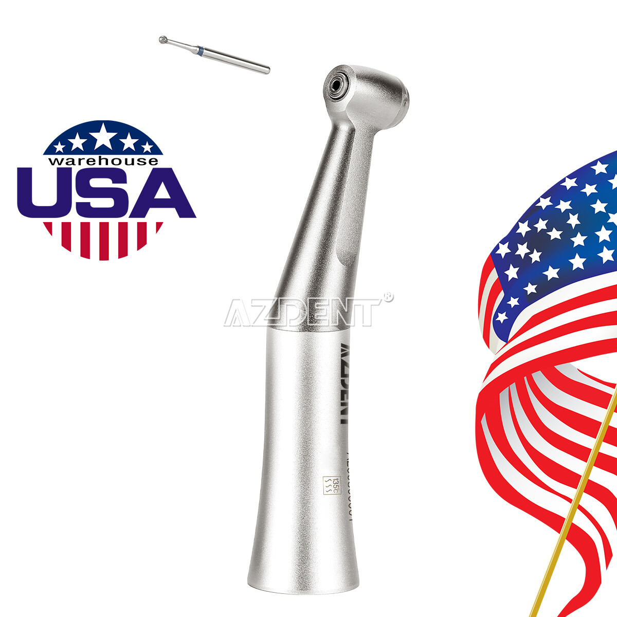 Dental Slow Low Speed Handpiece Push Contra Angle For Friction Grip 1.6mm Bur