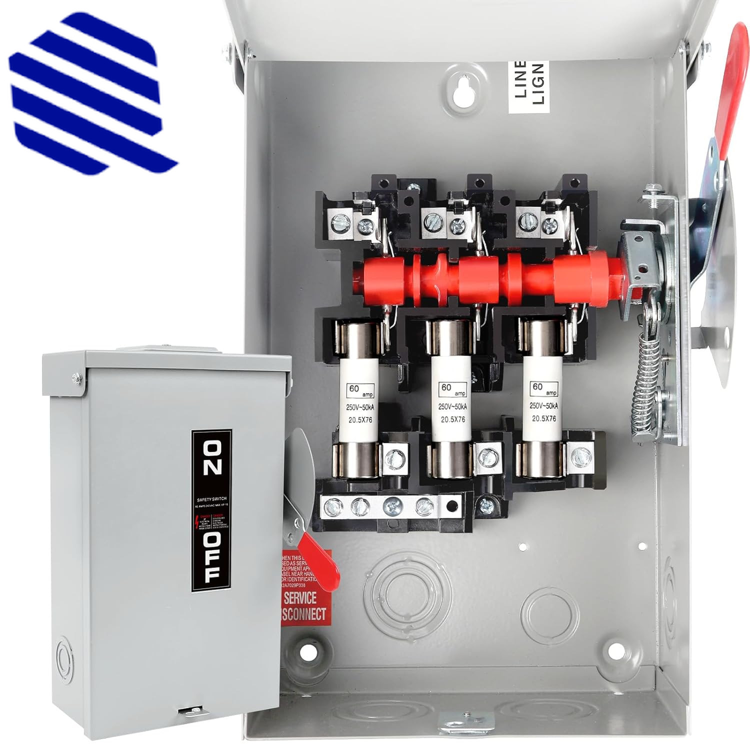 3P 60 Amp Fused Disconnect 3 Phase Disconnect 110/240V Heavy Duty Metal NEW USA