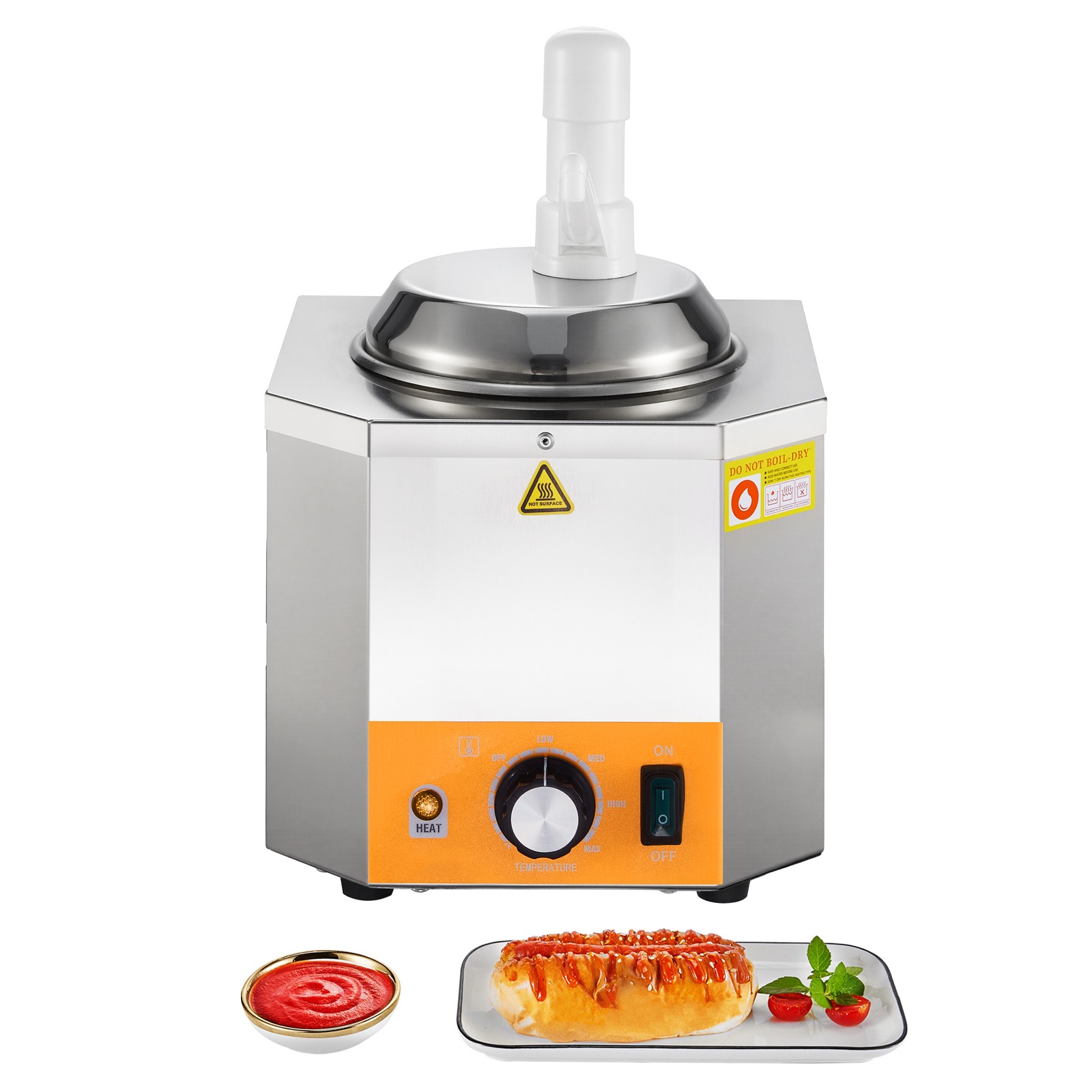 2.4L Electric Nacho Cheese Dispenser w/Pump Commercial Hot Fudge Warmer 86℉-230℉