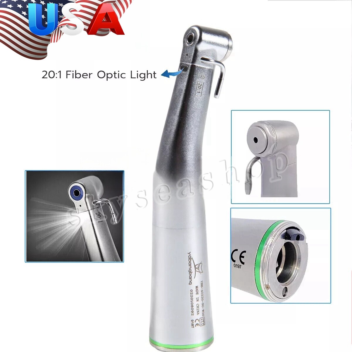 Dental 20:1 LED Fiber Optic Implant Contra Angle Handpiece SG20L Fit NSK Ti-Max