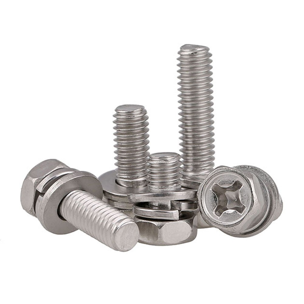 A2 Stainless Steel M3-M10 Hexagon Head Bolts Phillips Screws+Spring/Flat Washers