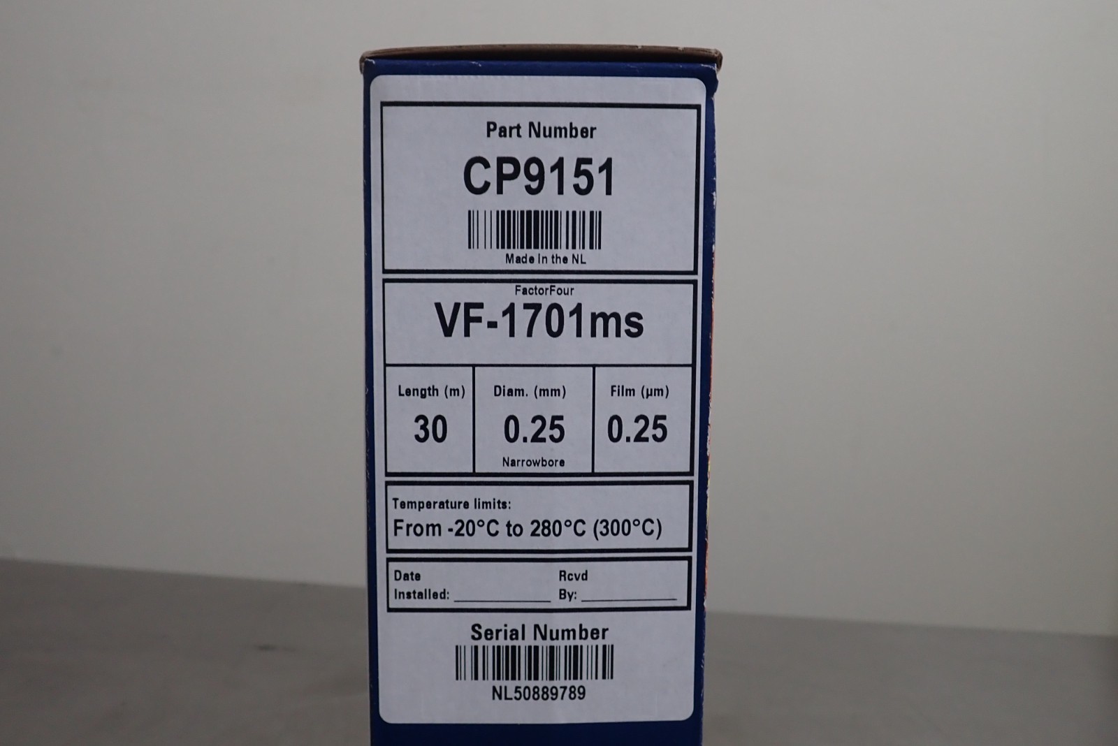 Agilent Technologies CP9151 GC Columns VF-1701ms, 30 m, 0.25 mm, 0.25 µm – NEW