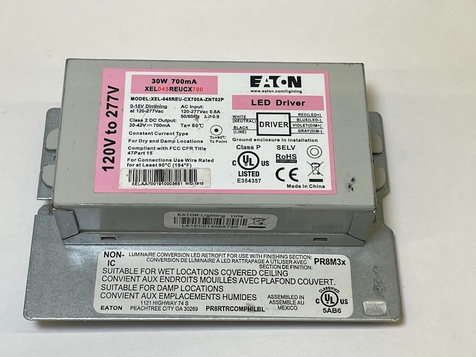 Eaton XEL-045REU-CX700A-ZNT02P 30W 700mA LED Driver 120-277V 0-10V
