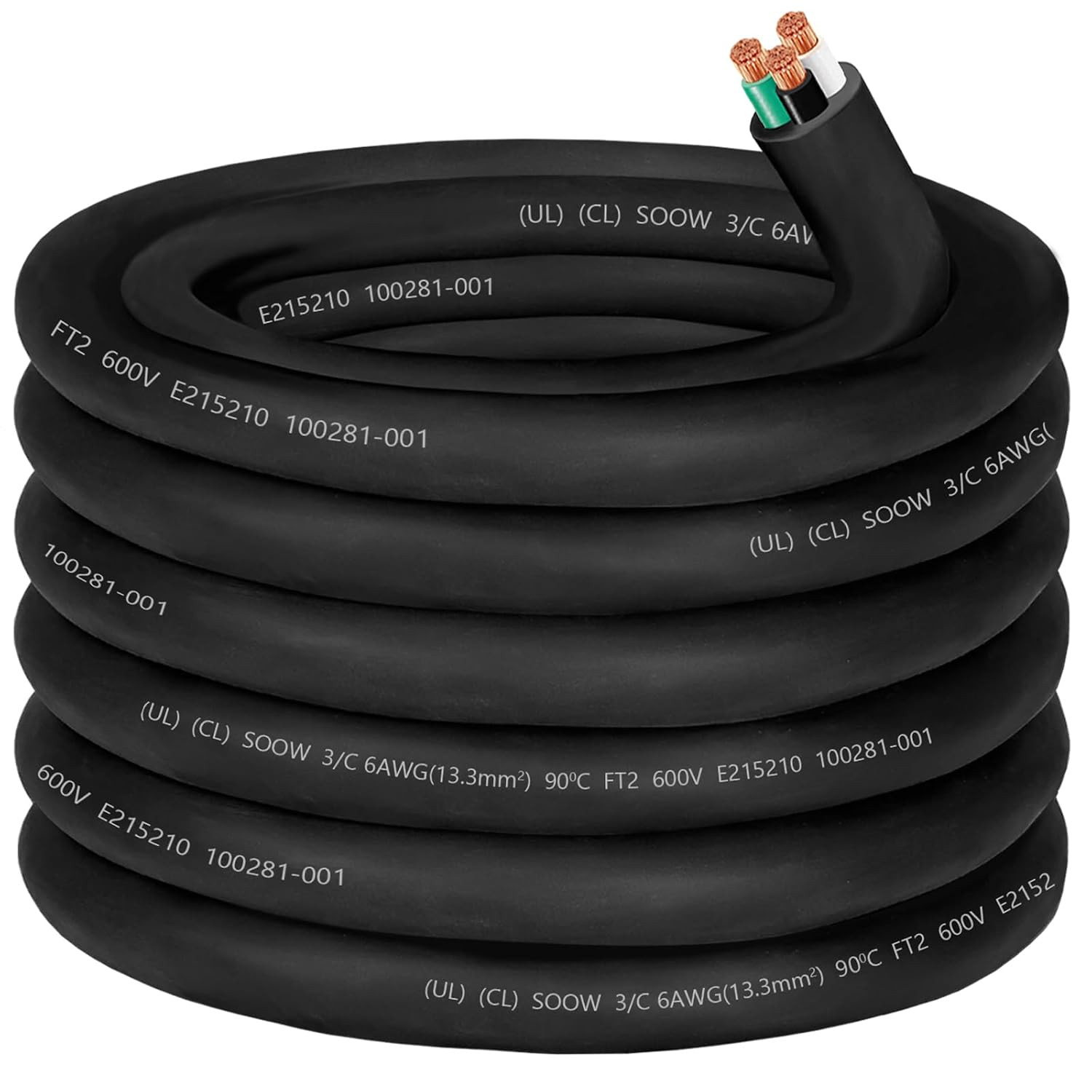 25Ft 10/3 10 Gauge SOOW Wire 10 AWG 600V SOOW Bulk Cable Electrical 3 Conductor