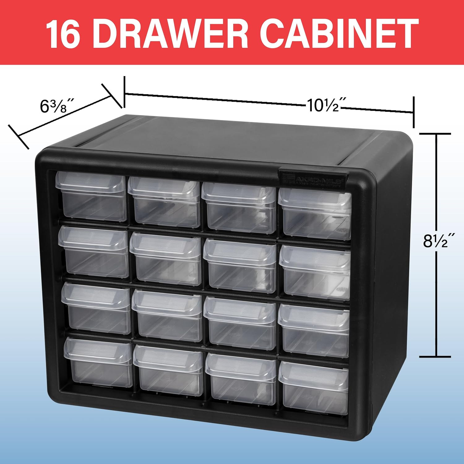16-Drawer Plastic Storage Cabinet, 10.5″W X 6.5″D X 8.5″H, Black | Plastic Cabin