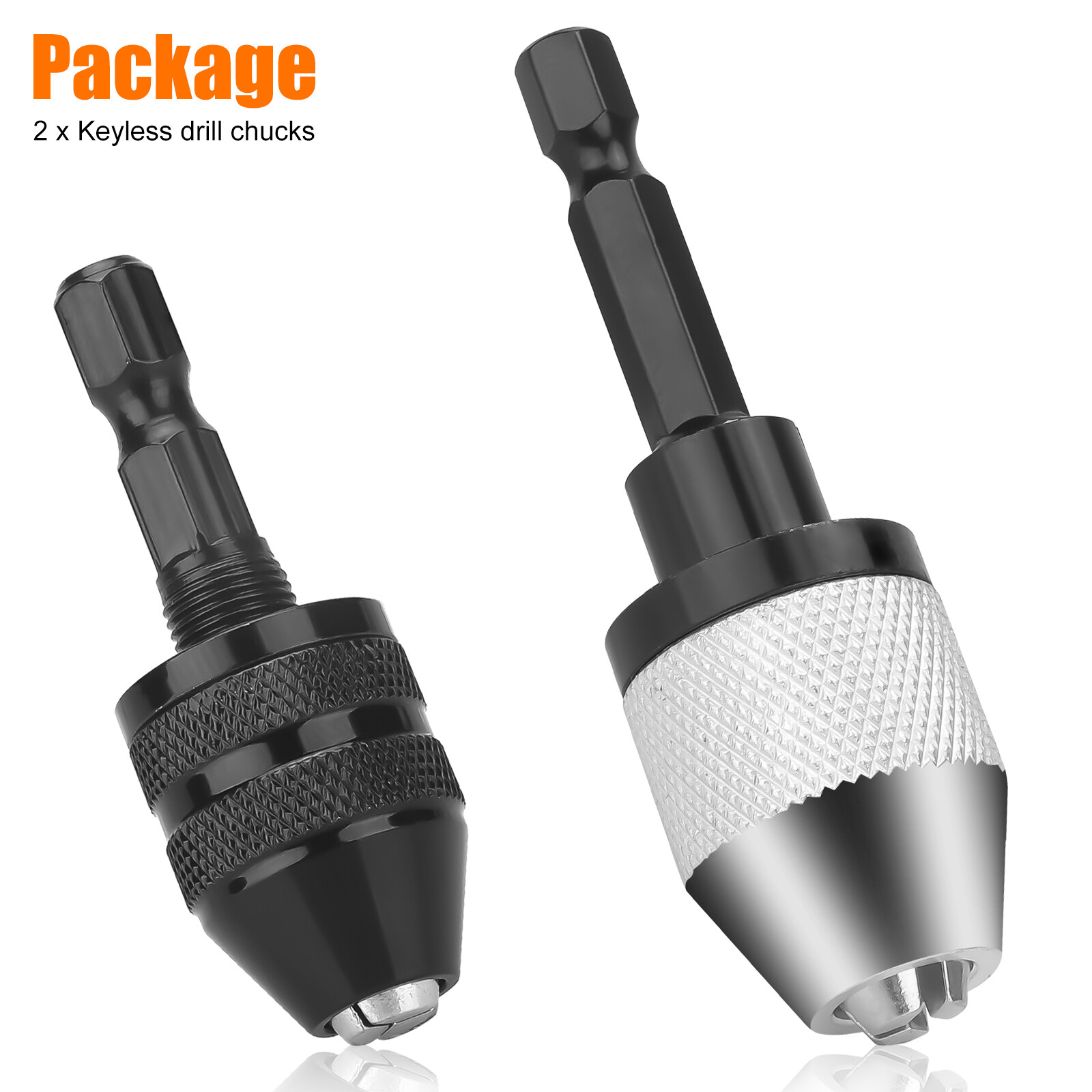 2x 1/4″ Hex Shank Keyless Drill Chuck Conversion Adapter Bit Quick Change Driver