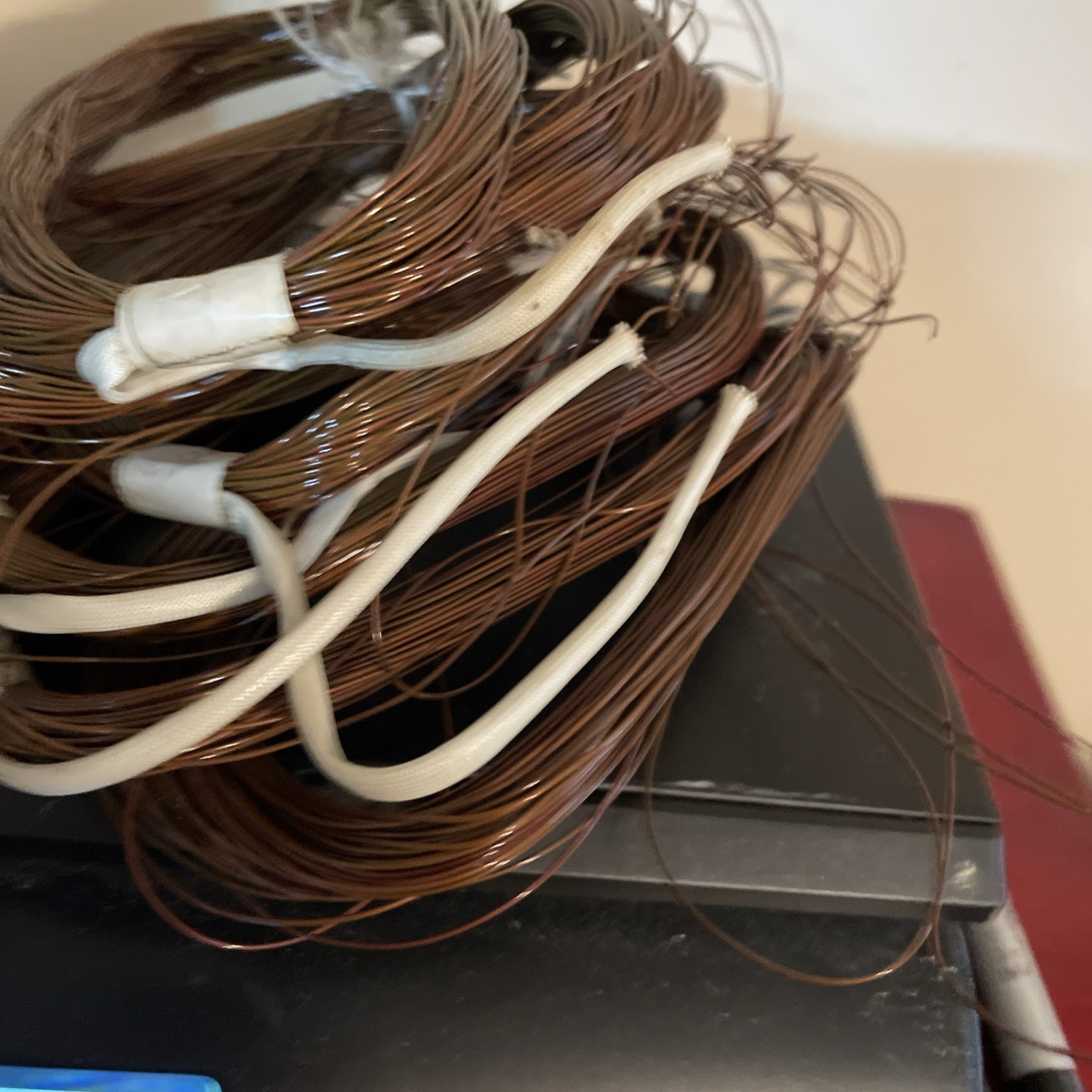 New Copper light electronics wire Attached with some Insulated sections 1lb.12oz