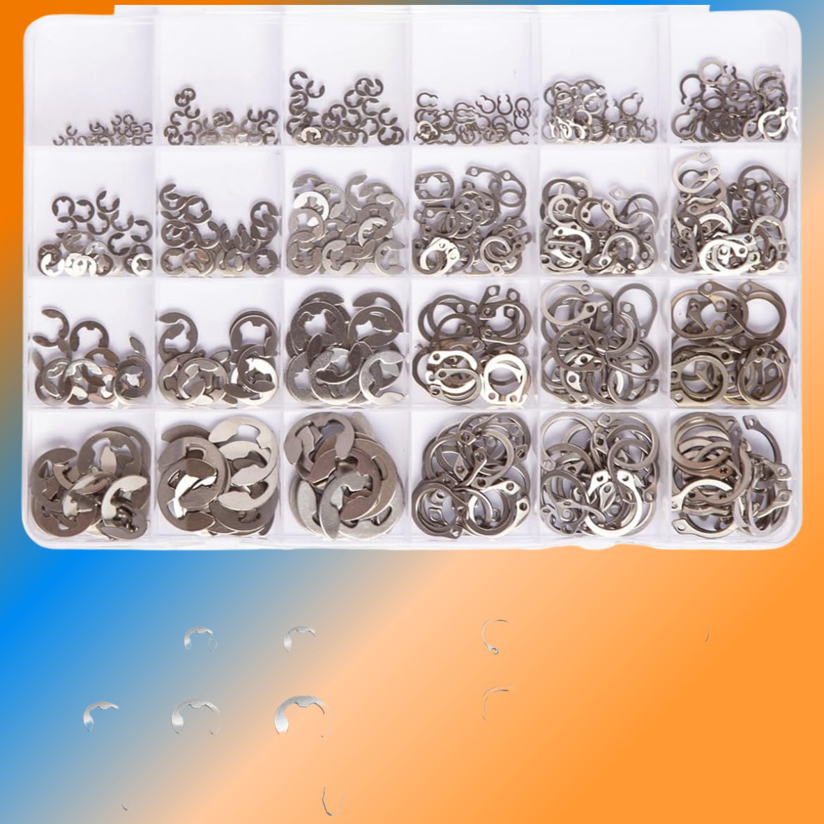 327Pcs Stainless Steel E-Clip C-Clips Circlip Kits Retaining Ring Assortment Set