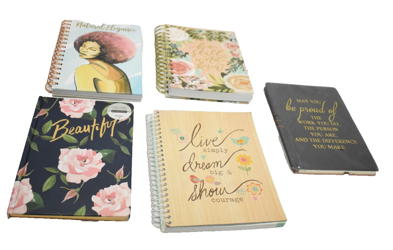 Lot of 5 Notebooks & Journals Womens Writing Journals 8-1/2″ x 6″ Various Style