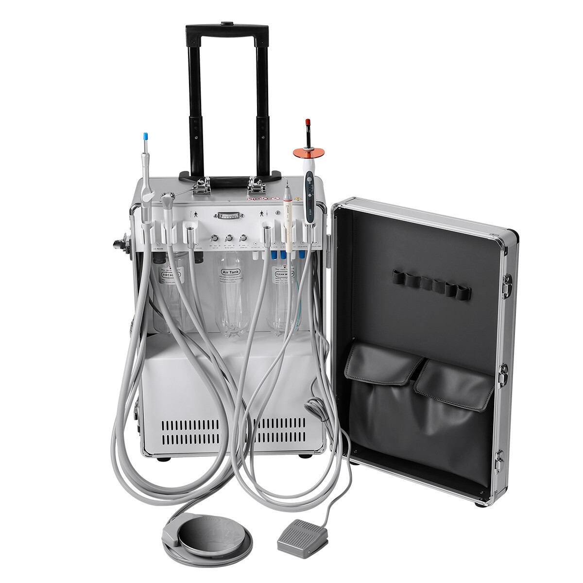 FDA Portable Dental Mobile Delivery Unit Suction Rolling Case Compressor /Chair