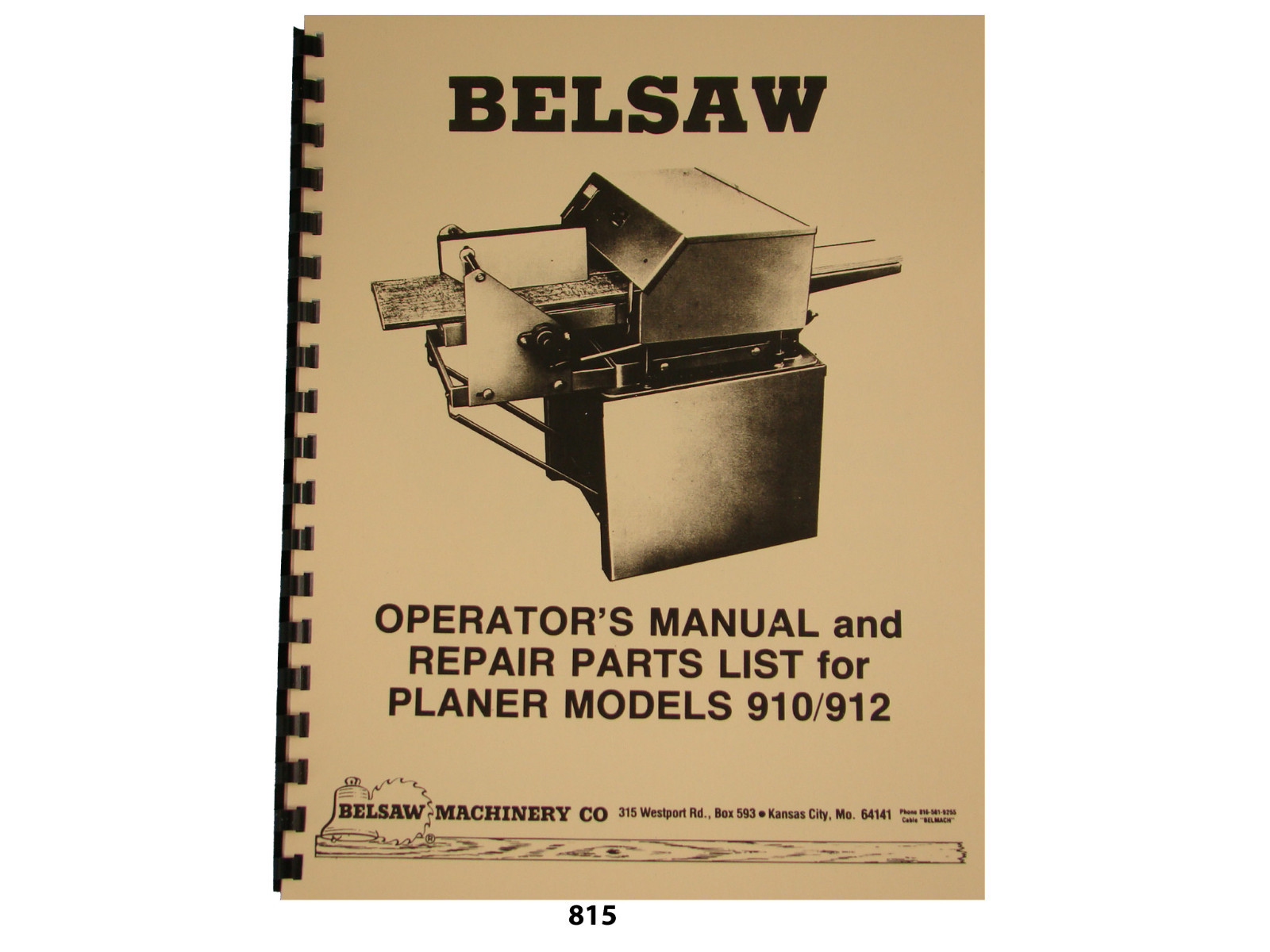Foley Belsaw 12″ Model 910 / 912 / 9123 /9103 Planer/Molder Op & Part Manual*815