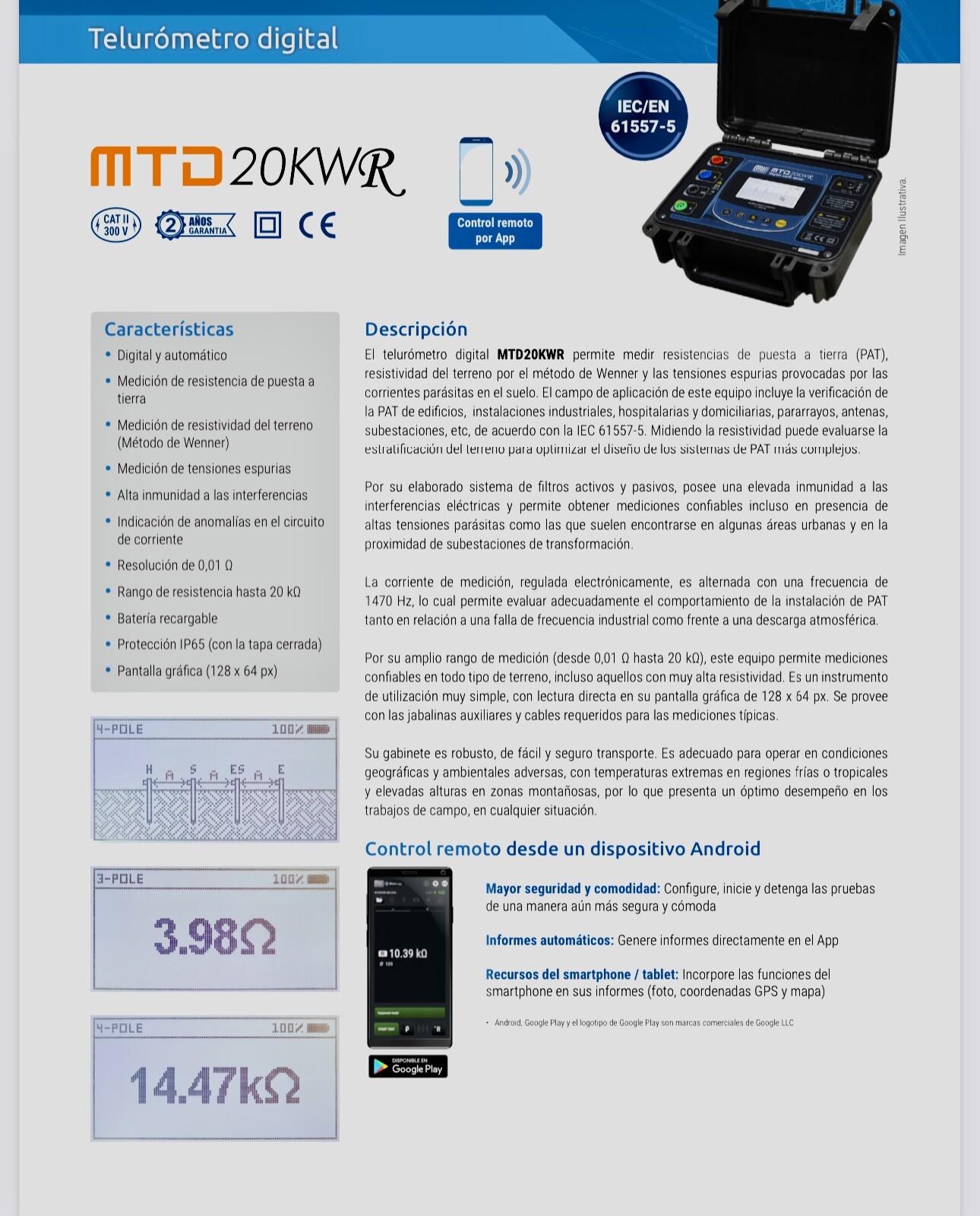 Megabras MTD20KWR Digital Earth Tester telurometer Reliable Measurement