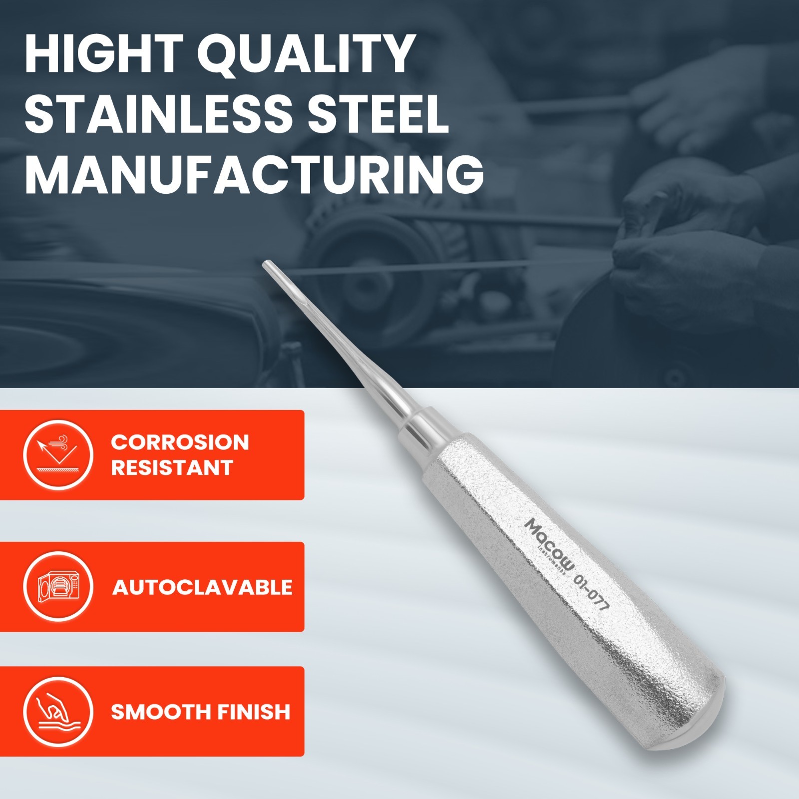 Dental Luxator Root Elevator 3mm Straight Tooth Extraction Instruments