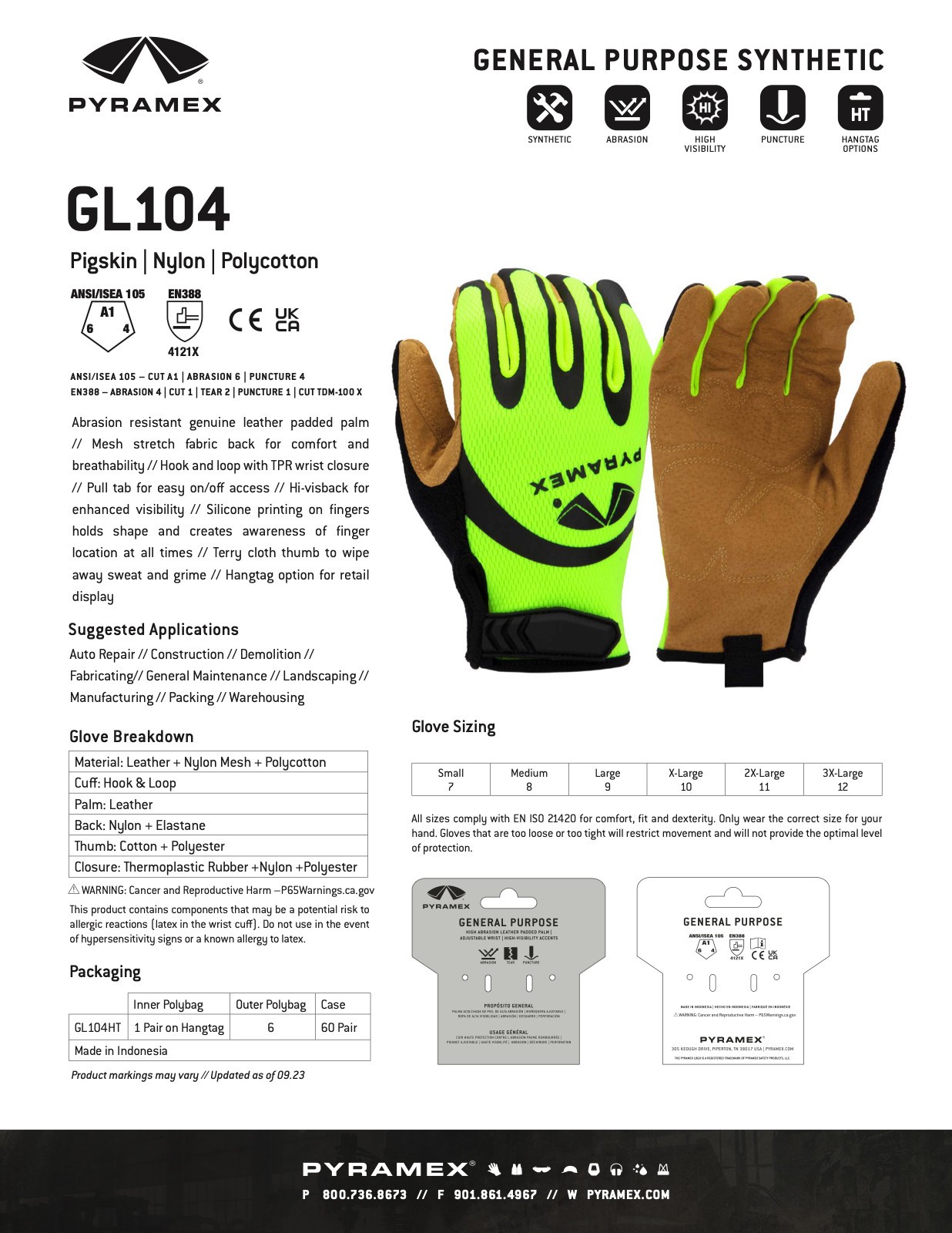 Pyramex GL104HT – Abrasion Resistant Leather Palm