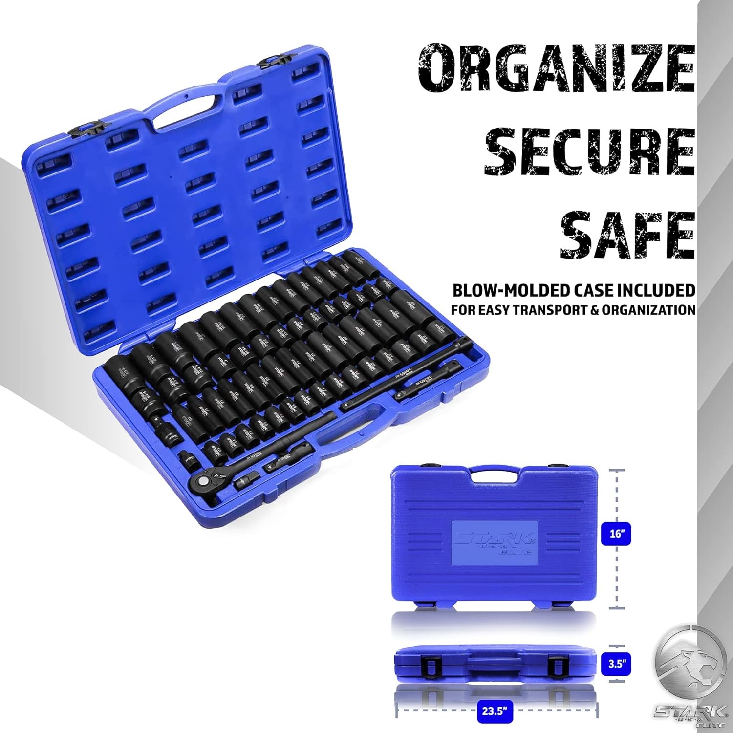 Stark USA 1/2″ Drive Master Impact Socket Set, 65 Piece