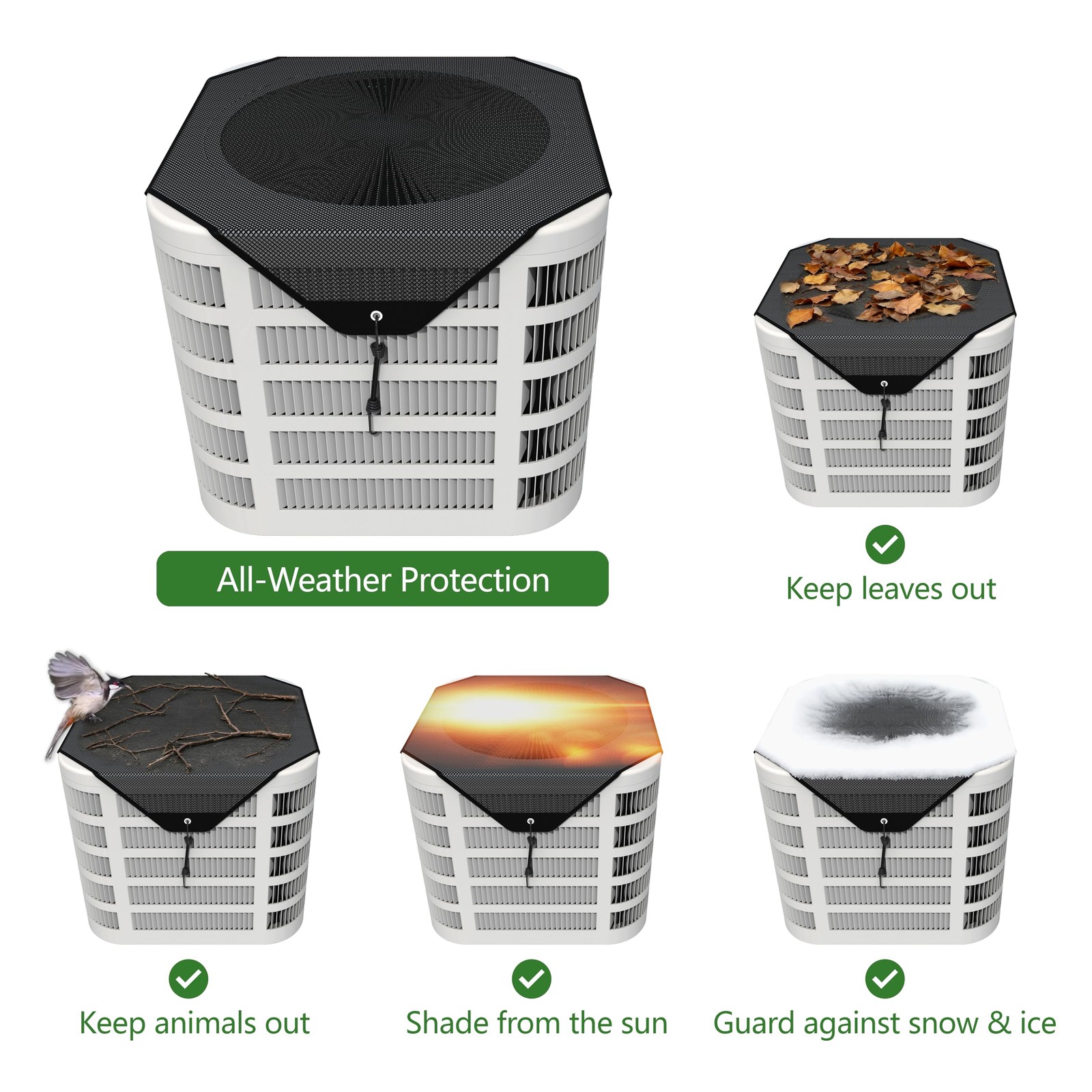 Central Air Conditioner Covers for Outside, 36×36 AC Unit inches, Black