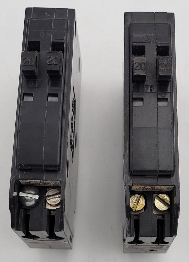 Square D QOT2020 20A 1-Pole Plug On Twin Tandem Circuit Breaker USED (Lot of 2)