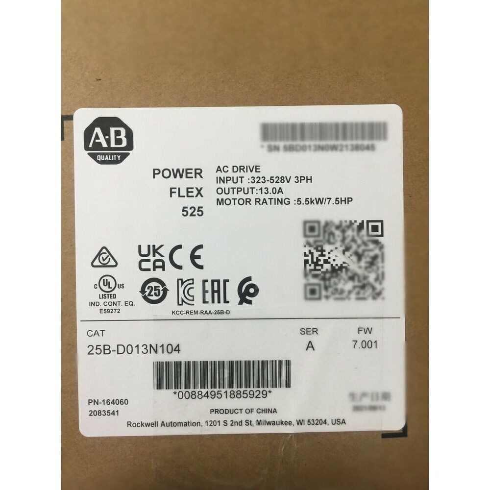 2022 Allen-Bradley PowerFlex 525 AB 25B-D013N104 AC Drive US Free Tax
