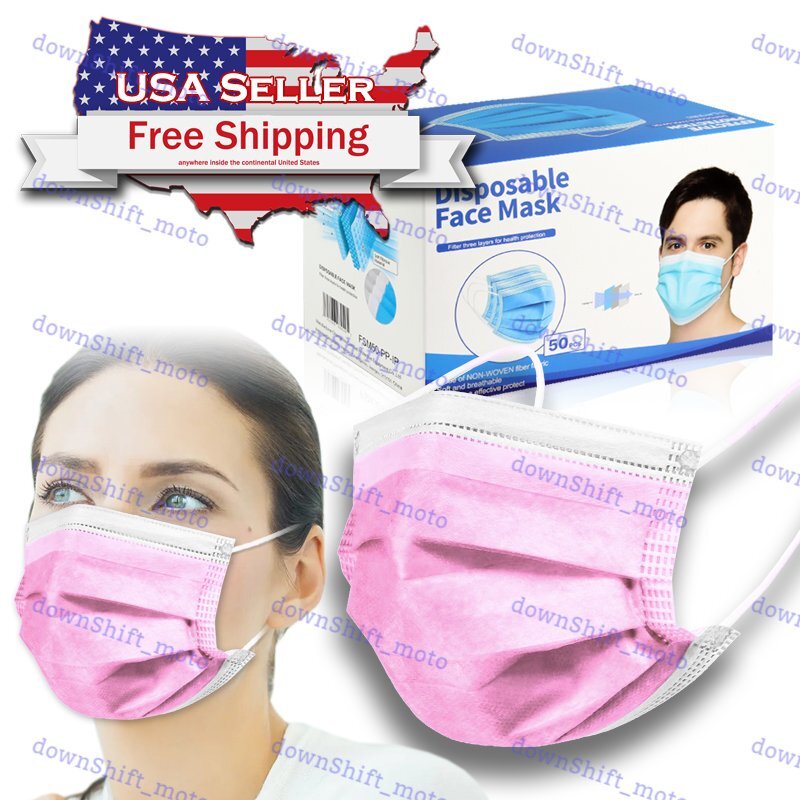 PINK Disposable Face Mask 100PCS Non Medical 3-Ply Earloop Dust Cover Masks