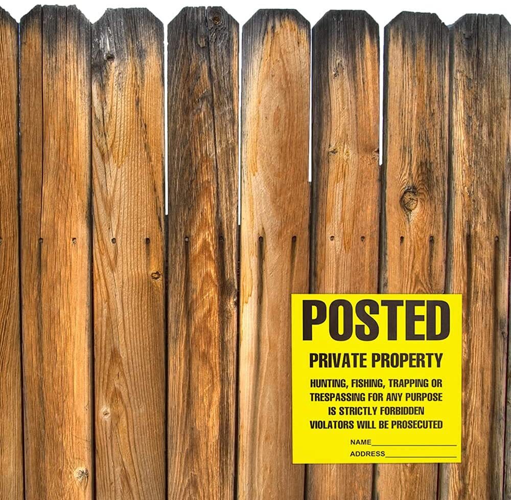 100-Pack No Trespassing/No Hunting Signs 11x11in Yellow Weather-Resistant