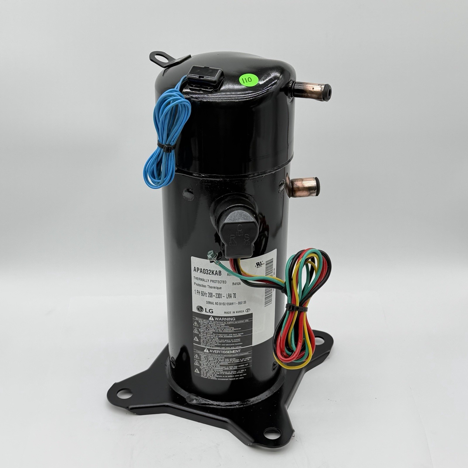 LG APA032KAB APA032KAC Scroll Compressor 32,000 BTU R410A 1 PH 208/230V