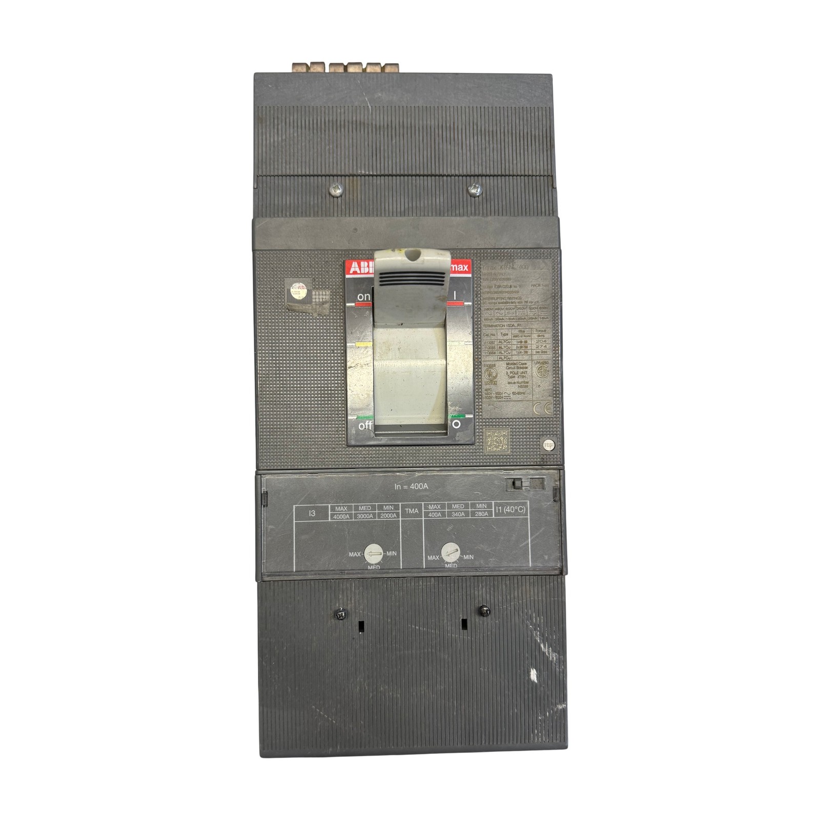 ABB Tmax XT5N 400A 3-Pole 600V Molded Case Circuit Breaker HACR UL489