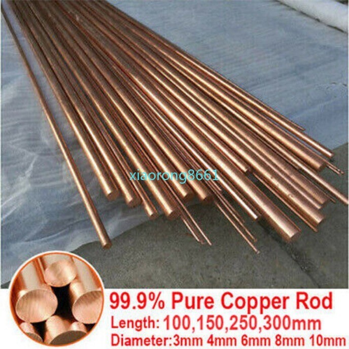 1PC Pure Copper Rod 99.9% Round Bar Stick Dia 3mm -10mm Length 100/ 150/ 250mm