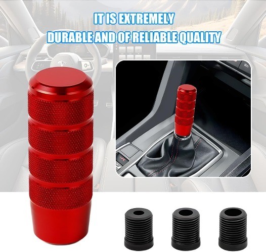 95mm Aluminum Weighted Car Shifter Knob, Anti-Slip Manual Gear Shif Color: Red