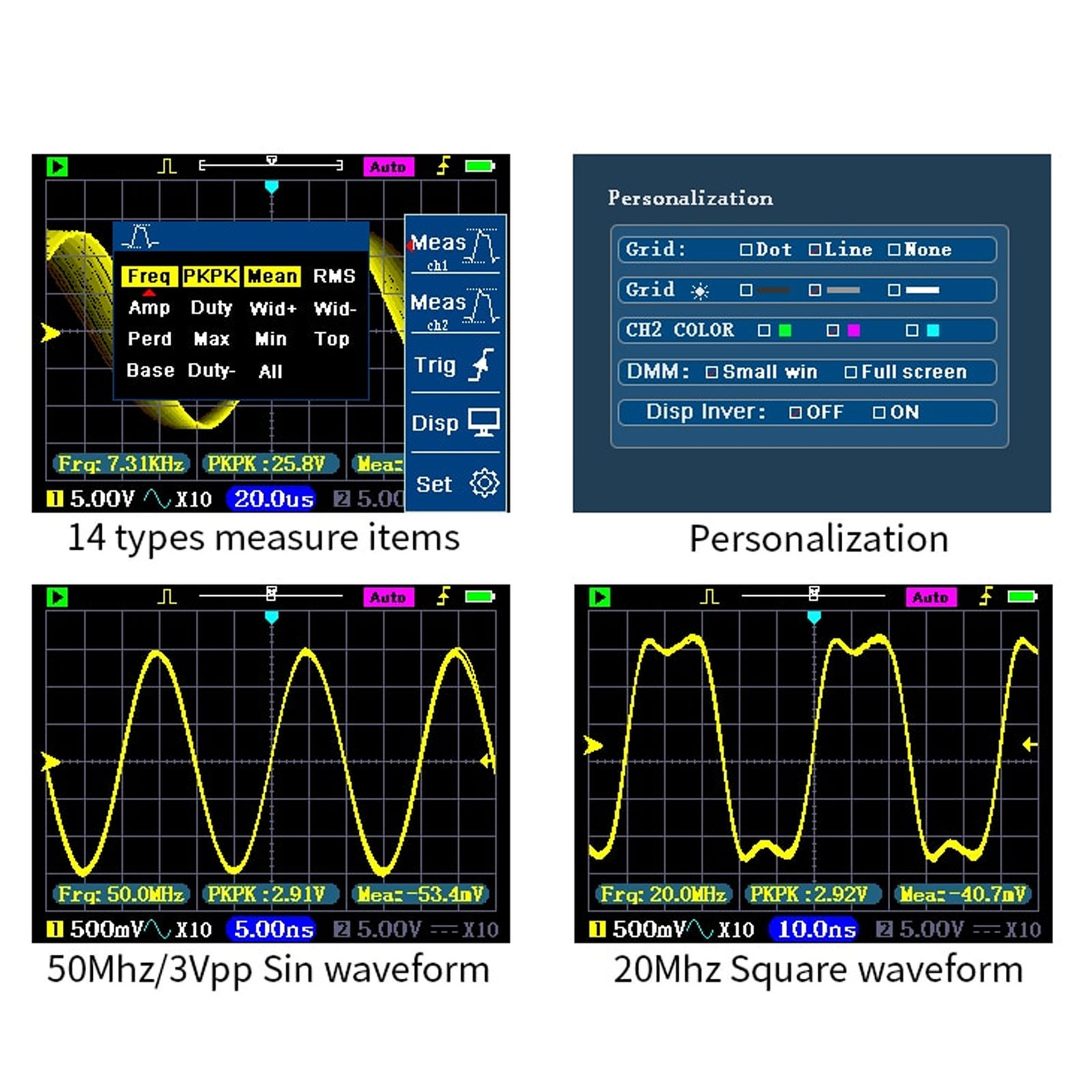 NEW Digital Oscilloscope 3 In 1 Multimeter Signal Generator 120M 250MSa/s 3.2in