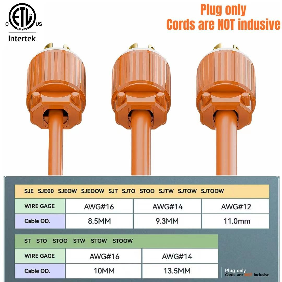ETL Listed NEMA L6-15P Locking Plug 15Amp 250Volt Twist-Lock Male AC Connector