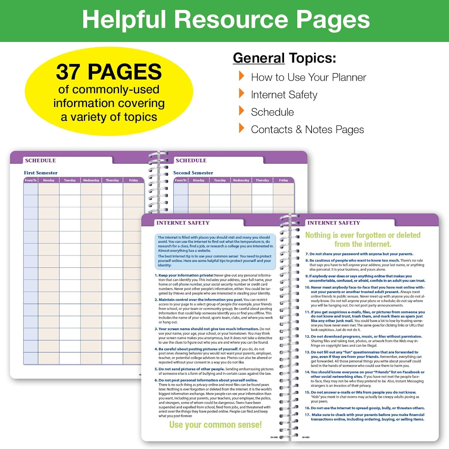 2026-2027 Middle & High School Student Planner 5.5″ X 8.5″ – Dated Weekly & Mont