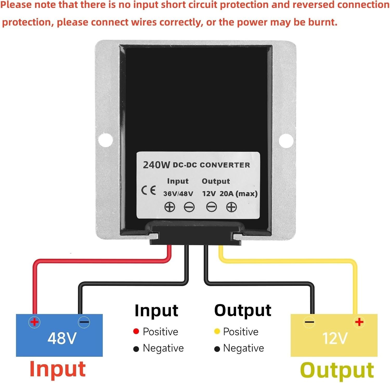 High-Efficiency 240W Step Down Converter 36V/48V to 12V for Golf Carts