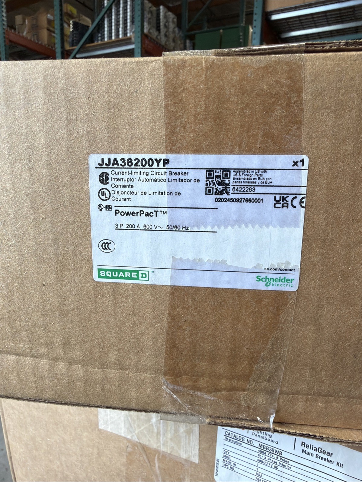 Square D JJA36200YP PowerPact I-Line Circuit Breaker 200A 480V 3P New In Box