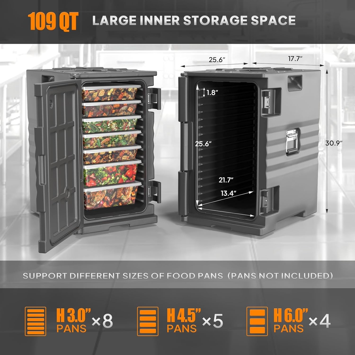New 109 QT Hot Box Food Warmer, Insulated Food Pan Carrier with Wheels Stackable