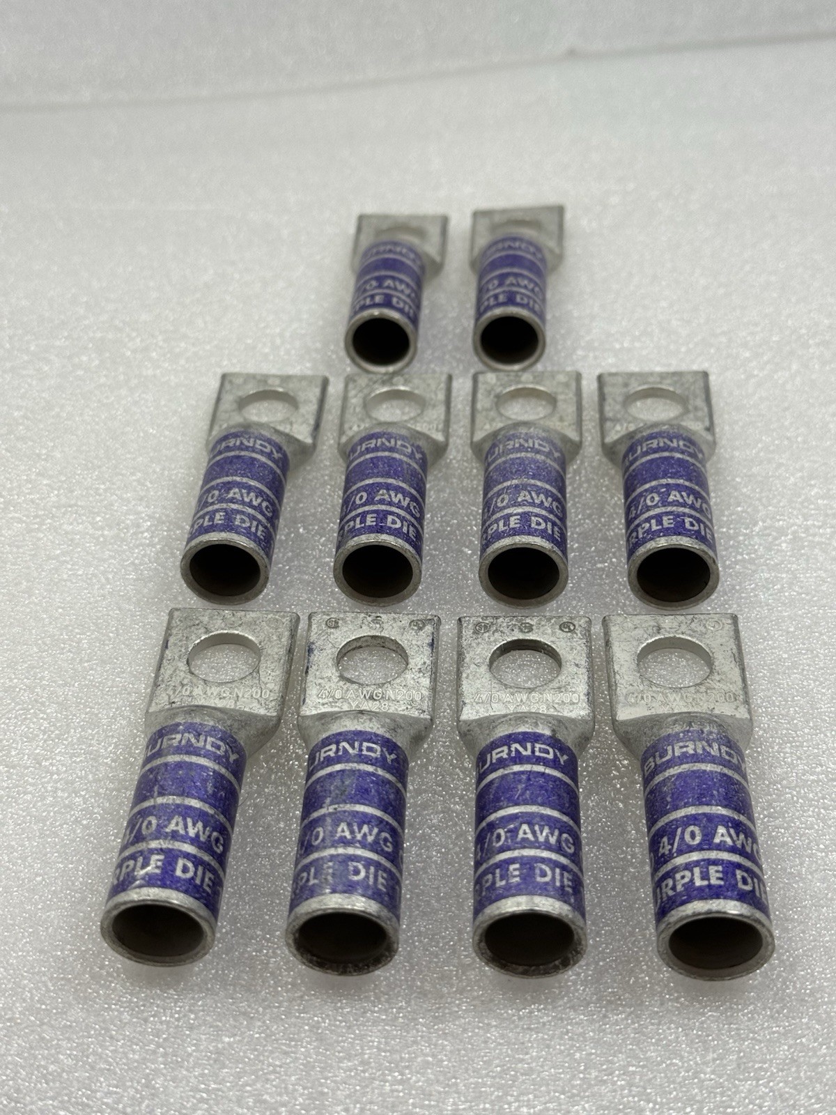 Lot of 10 Burndy Purple Die 15 N200 4/0 AWG Copper Compression Lugs