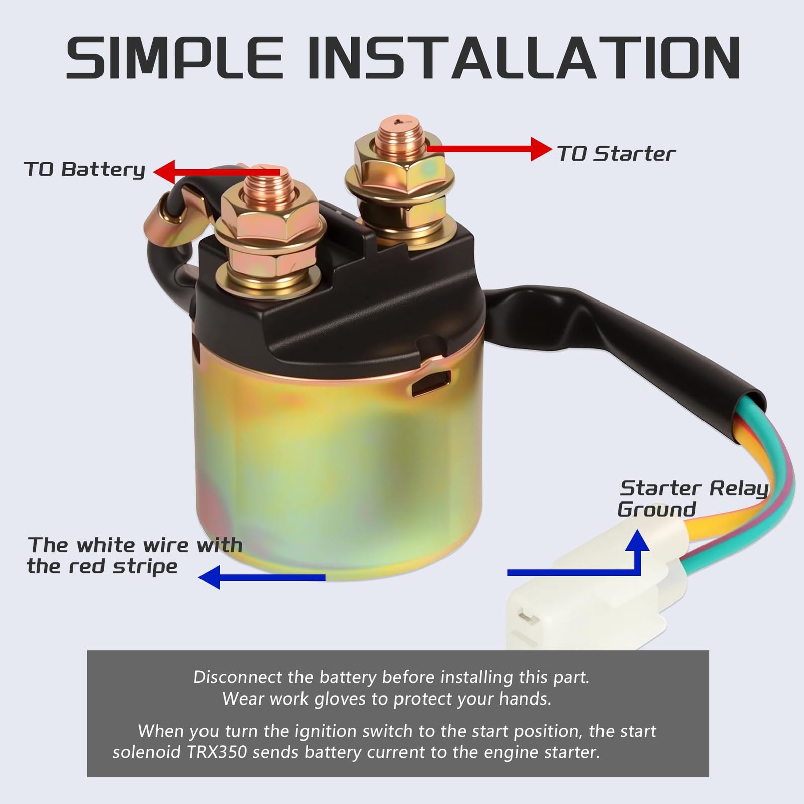 JTAREA Starter Solenoid Relay for Honda TRX350 Rancher 350 2000-2006