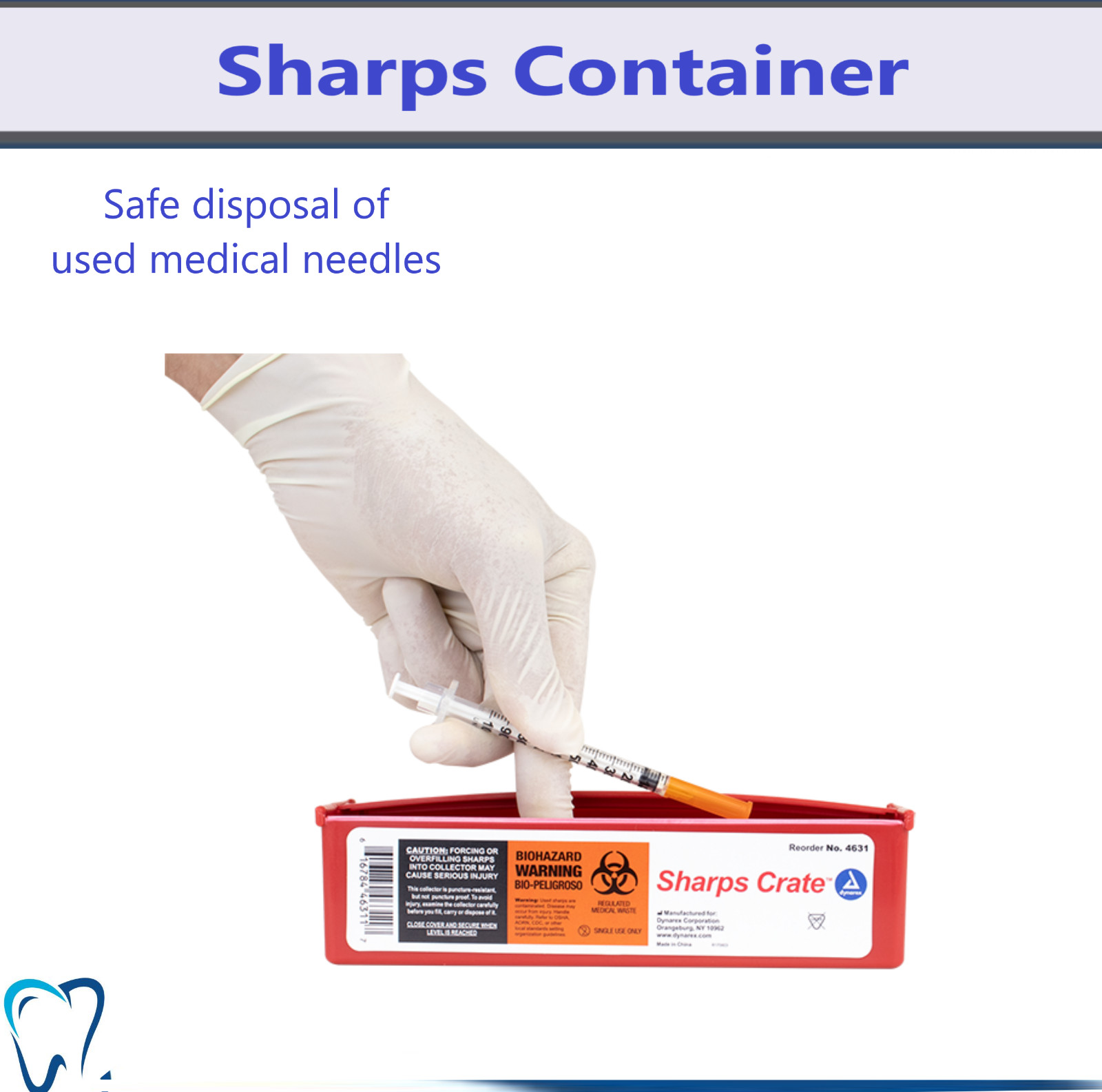 Dynarex Sharps Container 0.5Qt Horizontal Entry Sharps Crate, Travel, Home 5/Pk