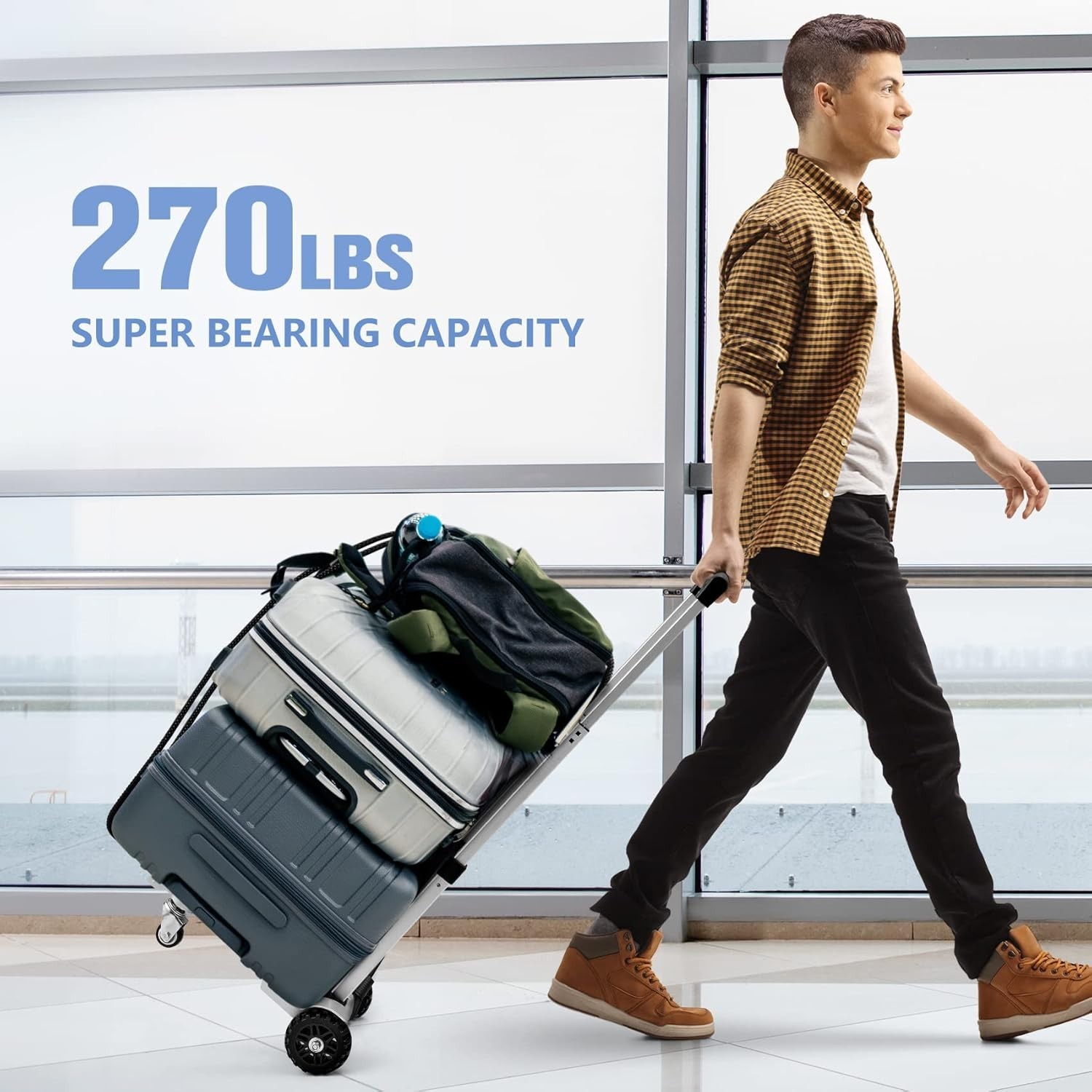 Durable 270LB Utility Luggage Cart – Foldable with No Assembly Required