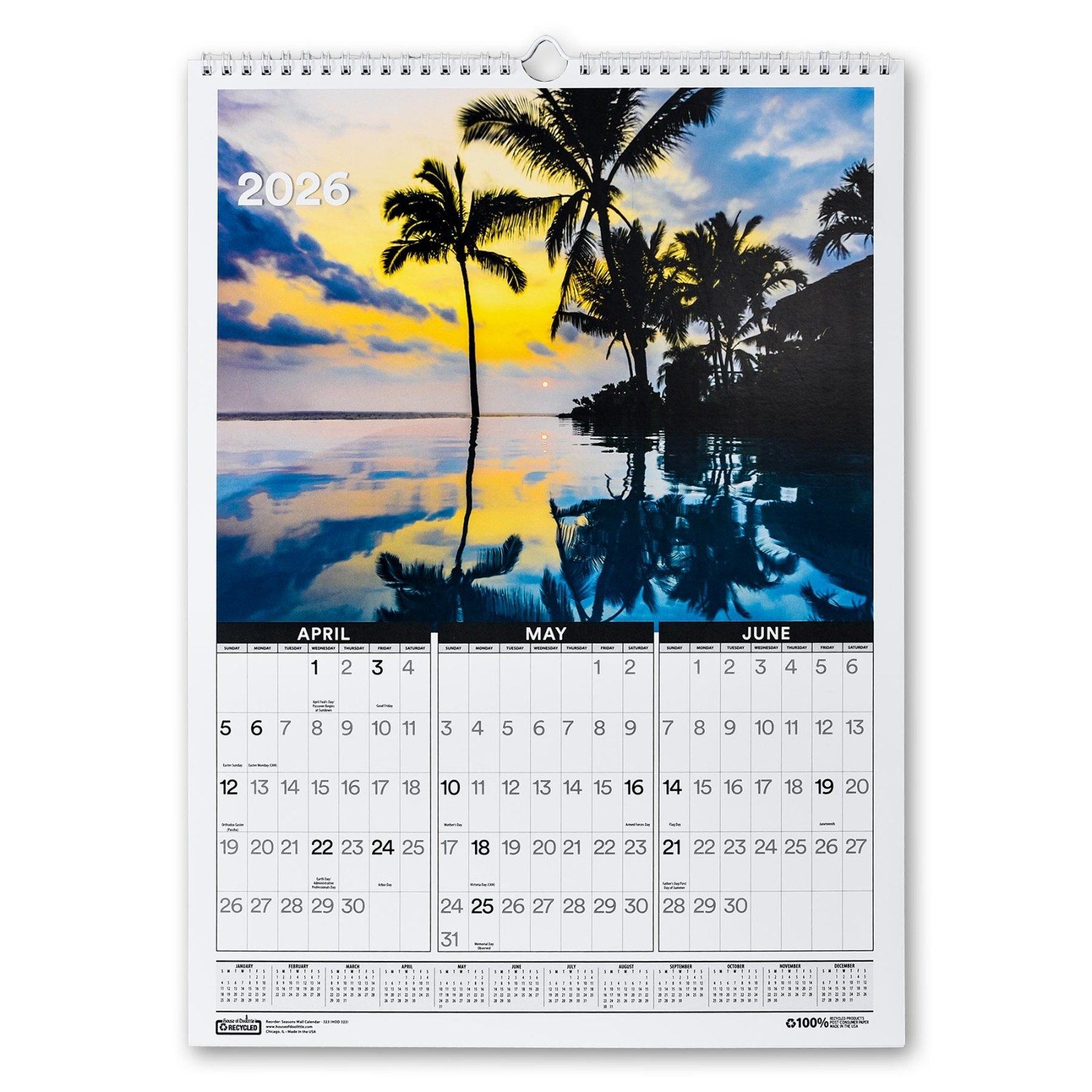 2026 323 HOD323 Seasons 3-Month Wall Calendar by House of Doolittle, 12 x 16-1/2