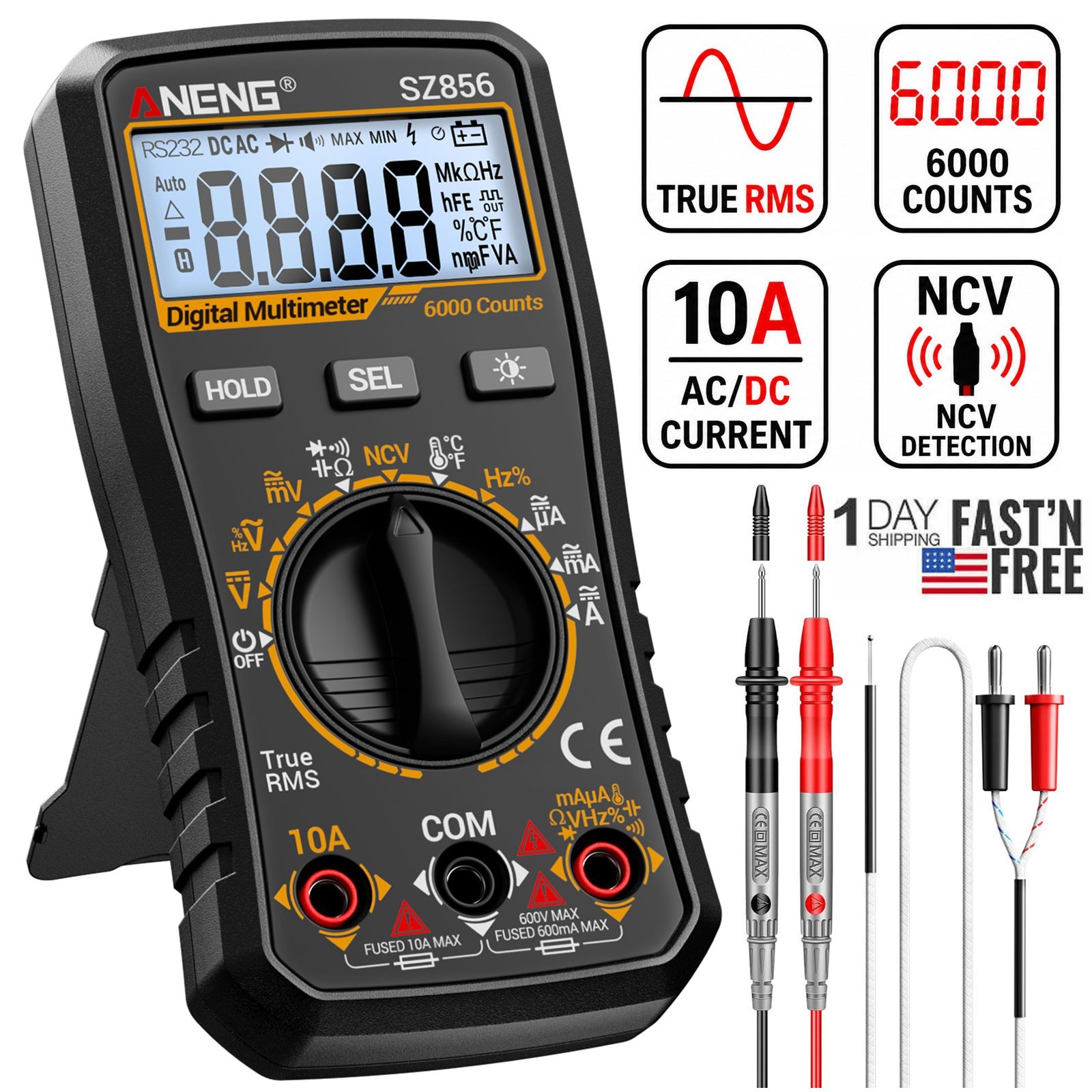 ANENG True RMS Digital Multimeter Auto Range 6000 Counts AC/DC Electric Tester