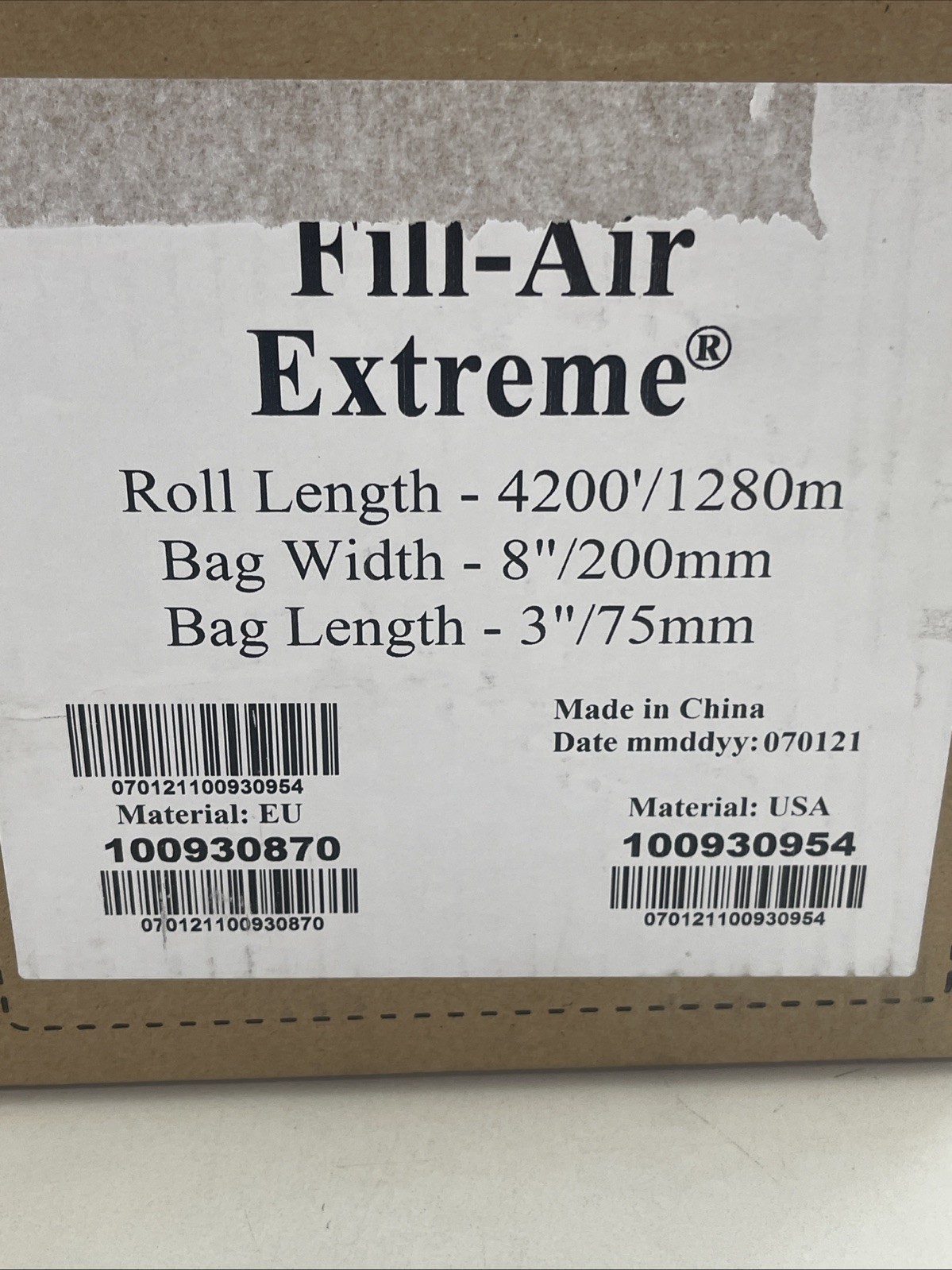 8” x 3” SEALED AIR Fill-Air Extreme Bubble Pillows Film Roll 4200’, 100930954