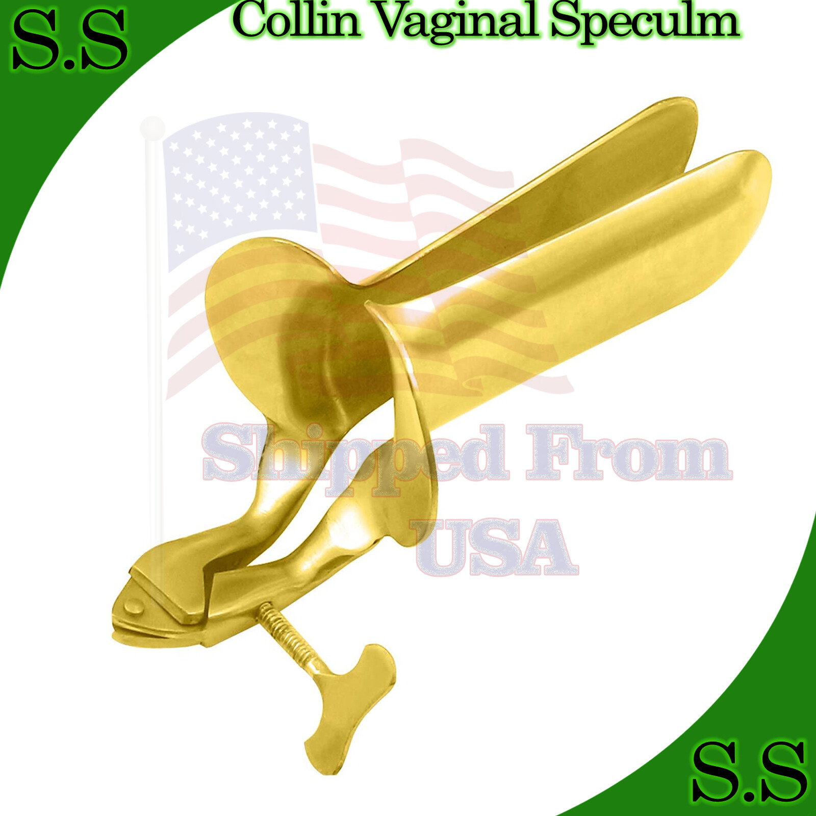 1-Collin Vaginal Speculum Medium Full Gold Gynecology instruments