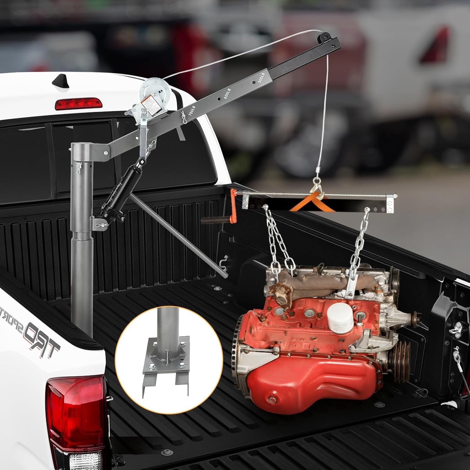 Pickup Truck Crane Hoist with 1000 lbs Capacity, Hydraulic for Lifting Goods