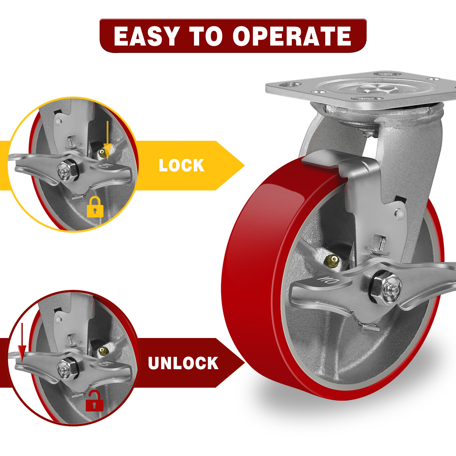 6 Inch Caster Wheels Heavy Duty,Capacity 1200-4800LB