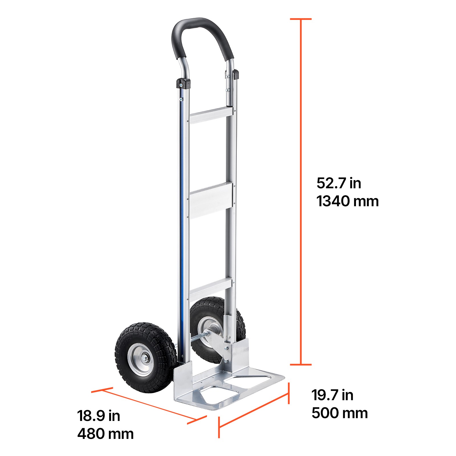 Uimoso 500 lbs Capacity Aluminum Hand Truck with Durable Wheels
