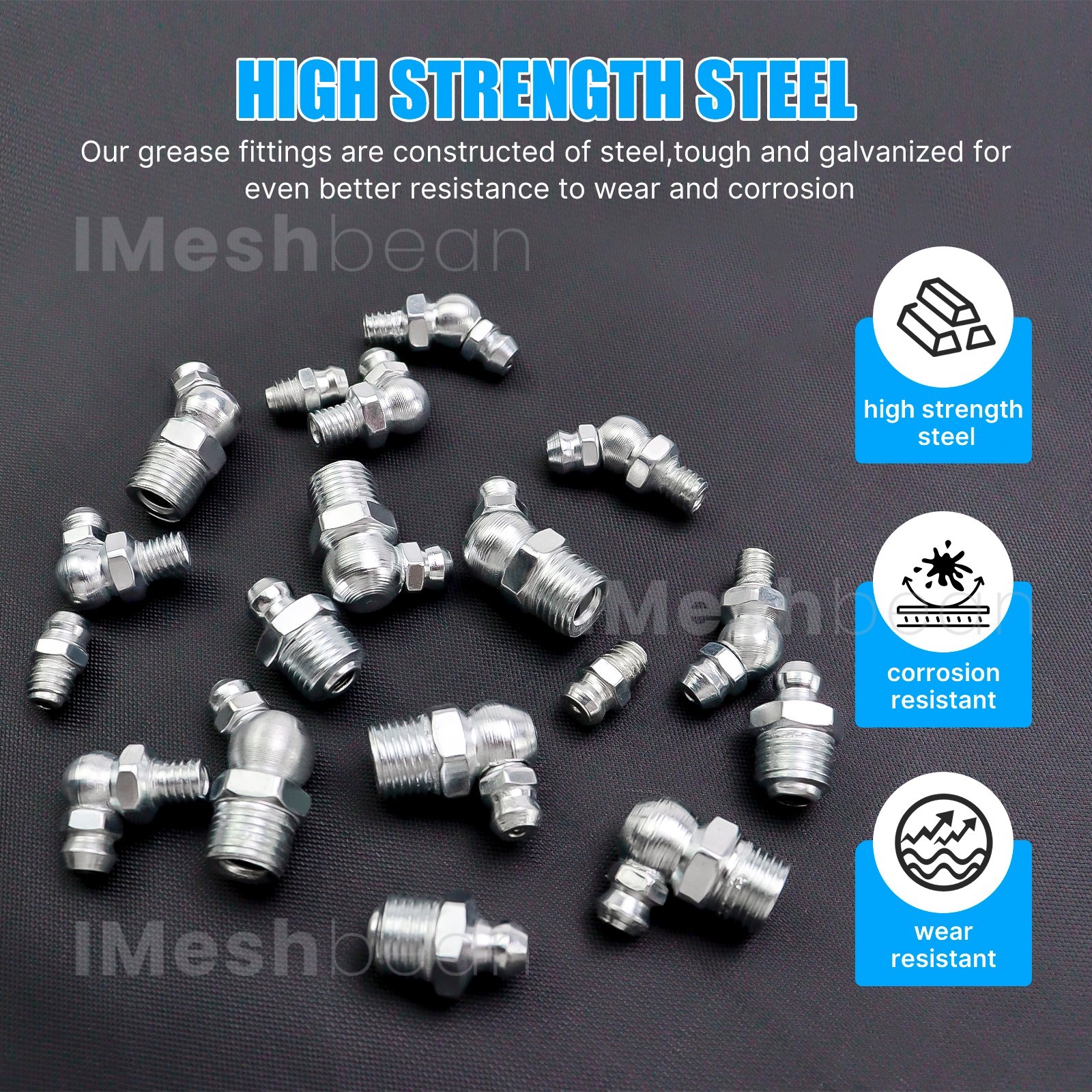 310pcs Metric & SAE Hydraulic Grease Fittings Grease Nipple Assortment Kit w/Box