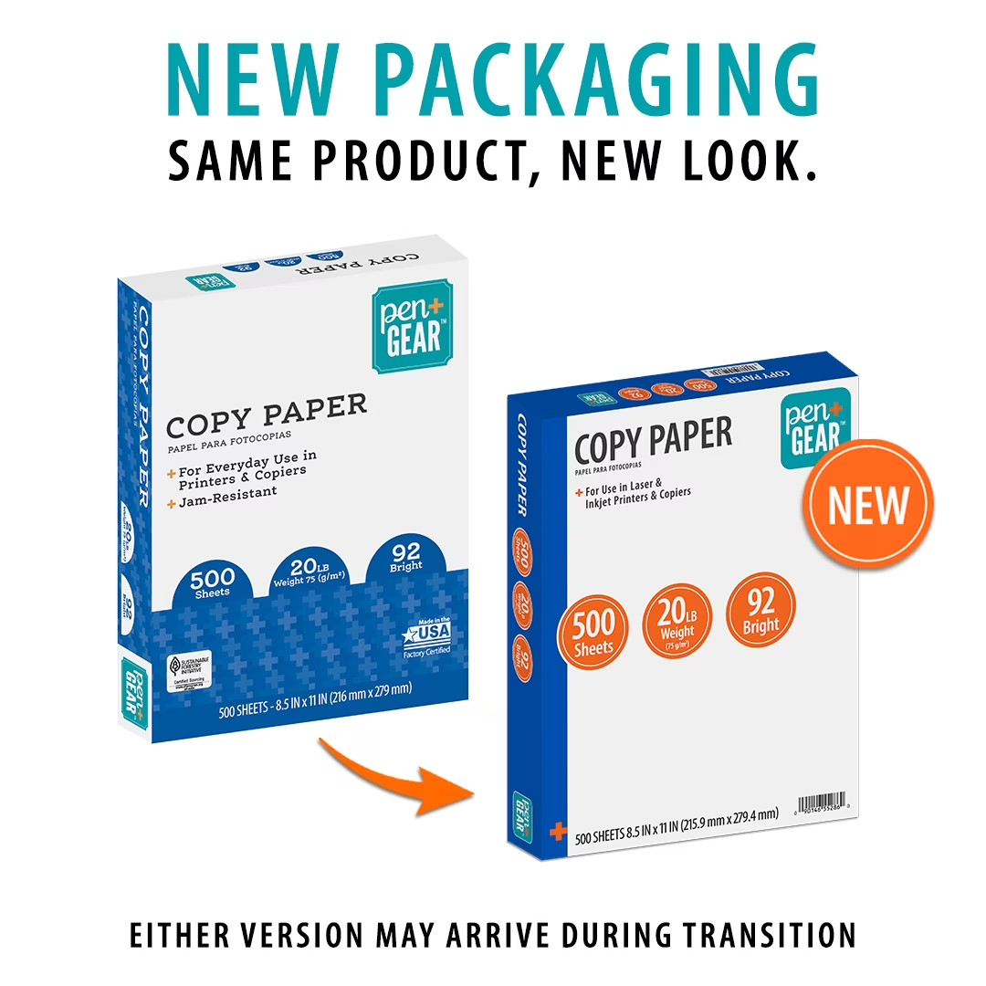 (2 pack) Pen+Gear Copy Paper, 8.5″ x 11″, 20 lb, White, 500 Sheets=Total 1,000