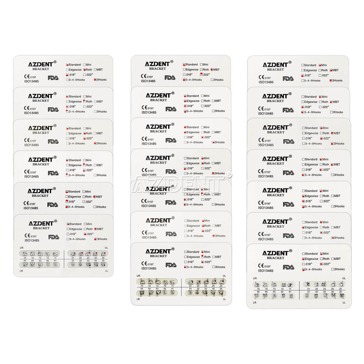 AZDENT Dental Orthodontic Bracket Braces Mini Standard 018/022 Roth/MBT Hook345